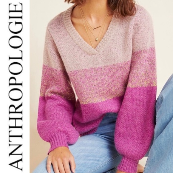 Anthropologie Sweaters - ANTHROPOLOGIE NUMPH OMBRE PINK BALLOON SLEEVE SWEATER **NWT**